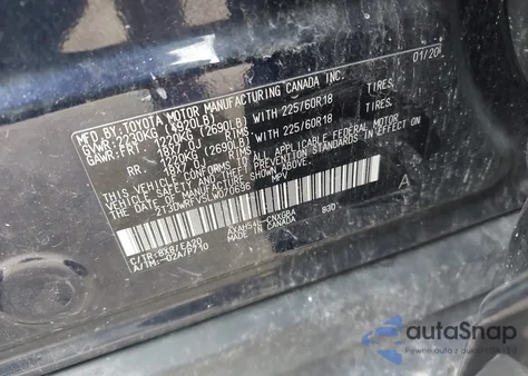 2020 Toyota Rav4 Hybrid Limited z USA, uszkodzony, nr VIN 2T3DWRFV5LW070696